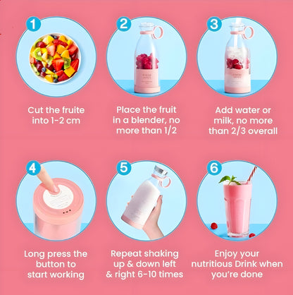 Portable Mini Juice Blender | USB Rechargeable Travel Juicer for Outdoor, Gym & Home